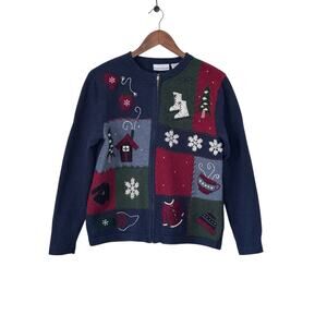 Croft & Barrow blue Holiday Cardigan S Cottagecore